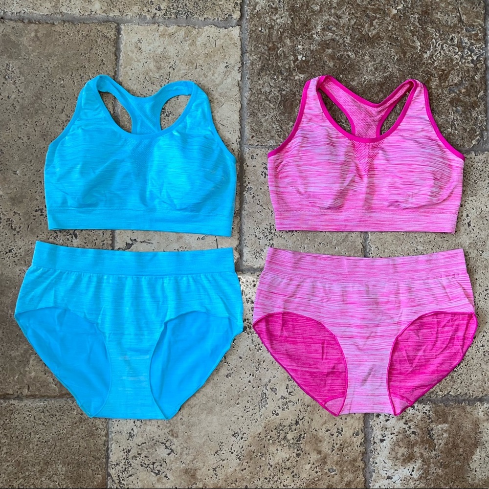 JOCKEY sports bra and panty sets size L pink and blue
